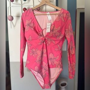 Cupshe Hello Hawaii tunneled cutout rashguard one piece size L